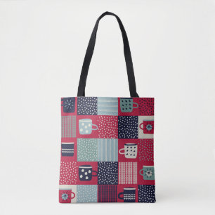 Nahtloses Muster, Patchwork mit handgezogenen Bech Tasche