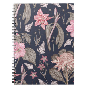 Nahtloses Muster. Set Amaryllis Waratah Hib Notizblock