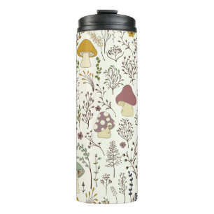 Nahtloses Muster. Set von farbenfrohen wilden Pfla Thermosbecher