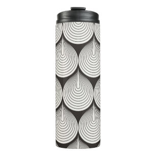 Nahtloses Muster. Stilvolle monochrome Ornamente. Thermosbecher