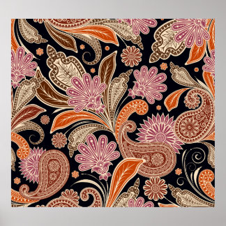 Nahtloses Muster, traditionelles Paisley-Design Poster