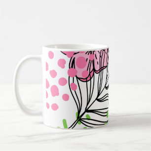 Nahtloses Muster tropischer Elemente, handgezeichn Kaffeetasse