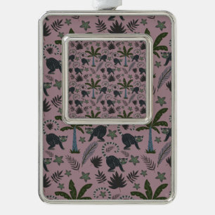 Nahtloses Muster tropischer Tiere Rahmen-Ornament Silber