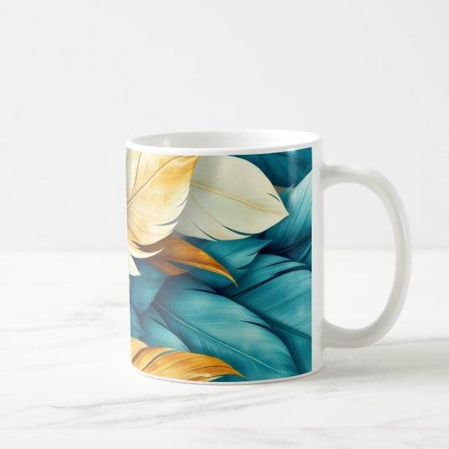 nahtloses Muster von Kaskadenfedern Kaffeetasse (Rechts)