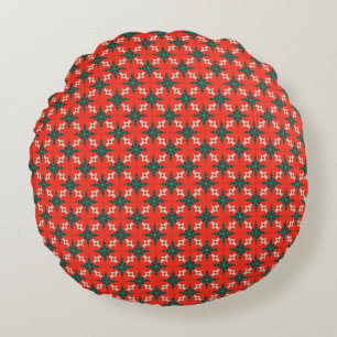 Nahtloses Muster: Weihnachtshintergrundabstract,ku Rundes Kissen