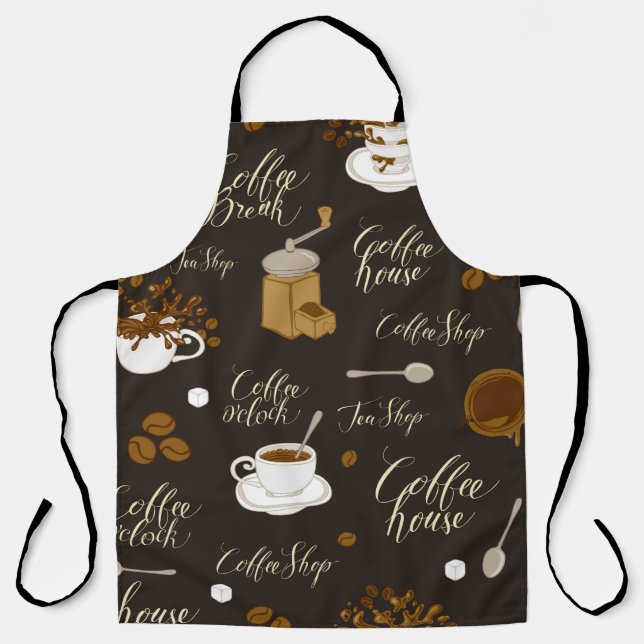 Nahtloses Muster zum Thema Tee und Kaffee im Retro Schürze (Vorderseite)