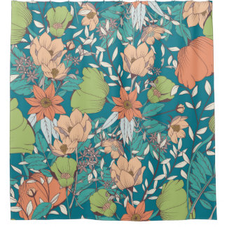 Nahtloses Musterdesign mit handgezeichneten Blume Duschvorhang
