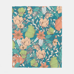 Nahtloses Musterdesign mit handgezeichneten Blume Fleecedecke