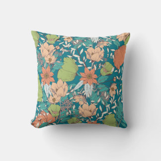 Nahtloses Musterdesign mit handgezeichneten Blume Kissen