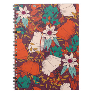 Nahtloses Musterdesign mit handgezeichneten Blume  Notizblock