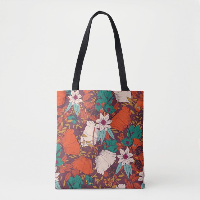 Nahtloses Musterdesign mit handgezeichneten Blume  Tasche (Vorderseite)