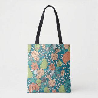 Nahtloses Musterdesign mit handgezeichneten Blume Tasche