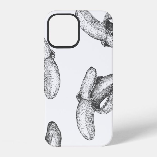 Nahtloses Musterdesign oder Hintergrund mit Banane iPhone 12 Hülle (Rückseite)