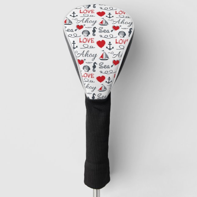 Nahtloses nautisches Muster Golf Headcover (Vorderseite)