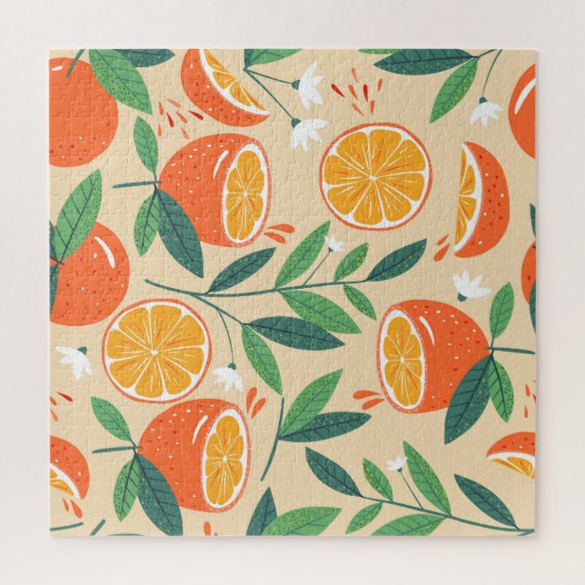 Nahtloses orangefarbenes Muster, abstrakte Vintage (Vertikal)