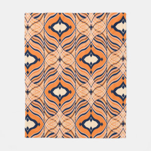 Nahtloses orientalisches Muster, schwarz, orange. Fleecedecke