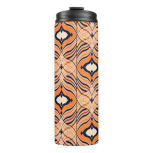 Nahtloses orientalisches Muster, schwarz, orange. Thermosbecher