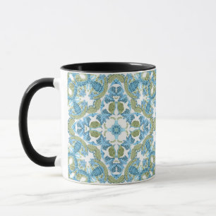 Nahtloses ornamentales blau grün weißes Dekor Deko Tasse