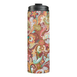 Nahtloses Paisley: elegantes Hintergrundmuster. Thermosbecher