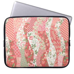nahtloses Patchwork mit Rose Laptopschutzhülle