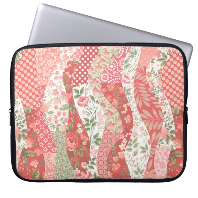 nahtloses Patchwork mit Rose Laptopschutzhülle (Vorderseite)