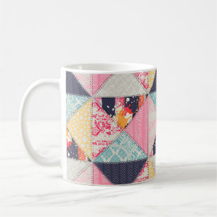 Nahtloses Patchwork-Stilmuster Kaffeetasse