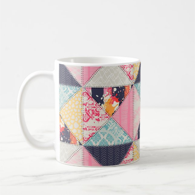Nahtloses Patchwork-Stilmuster  Kaffeetasse (Links)