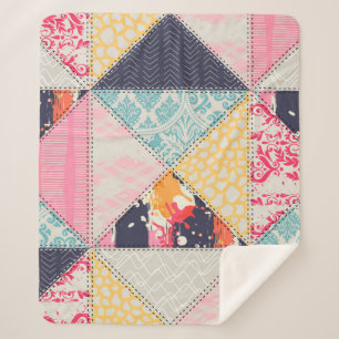Nahtloses Patchwork-Stilmuster Sherpadecke