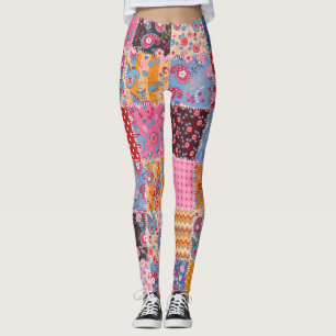 Nahtloses Patchwork, süßes Stoffmuster. Leggings