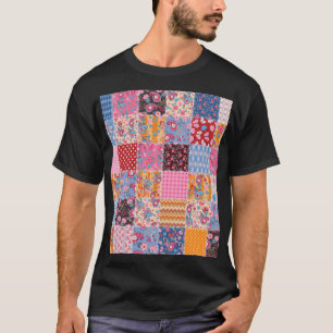 Nahtloses Patchwork, süßes Stoffmuster. T-Shirt