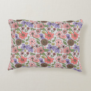 Nahtloses Retro-Blumenmuster Boho Dekokissen