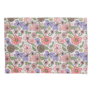 Nahtloses Retro-Blumenmuster Boho Kissenbezug