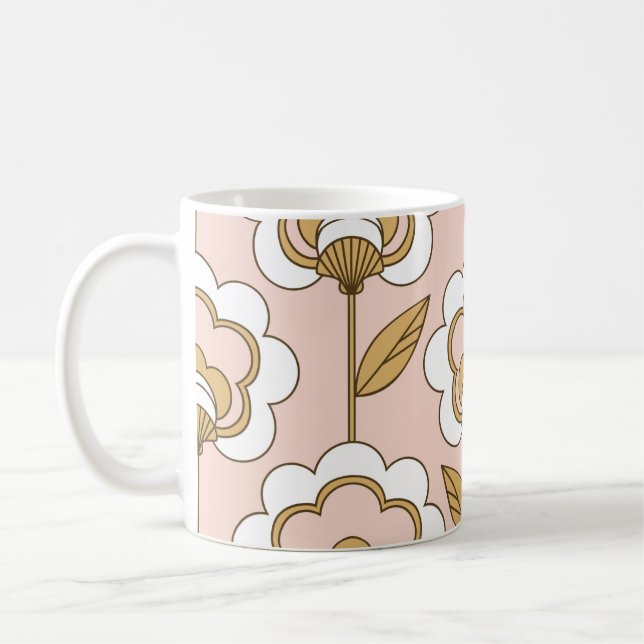 Nahtloses Retro-Blumenmuster Kaffeetasse (Links)