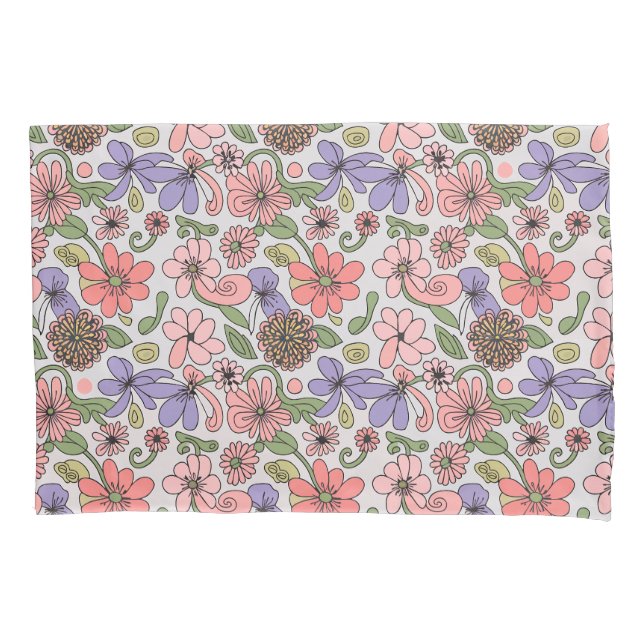 Nahtloses Retro-Muster Boho Kissenbezug (Vorderseite)