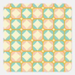 Nahtloses Retro-Muster mit abgerundeten Quadraten Quadratischer Aufkleber