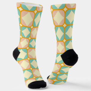 Nahtloses Retro-Muster mit abgerundeten Quadraten Socken