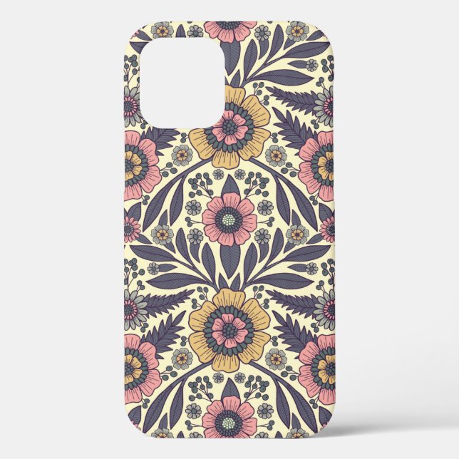 Nahtloses rosa und blaues Blumenmuster Case-Mate iPhone Hülle (Rückseite)