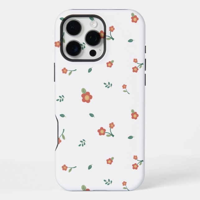 Nahtloses rotes Blumen-Ditsy-Muster Transparent  iPhone 16 Pro Max Hülle (Rückseite)