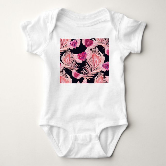 Nahtloses, sanftes Watercolor-Muster Baby Strampler (Vorderseite)