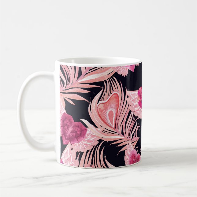 Nahtloses, sanftes Watercolor-Muster Kaffeetasse (Links)