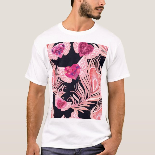 Nahtloses, sanftes Watercolor-Muster T-Shirt (Vorderseite)