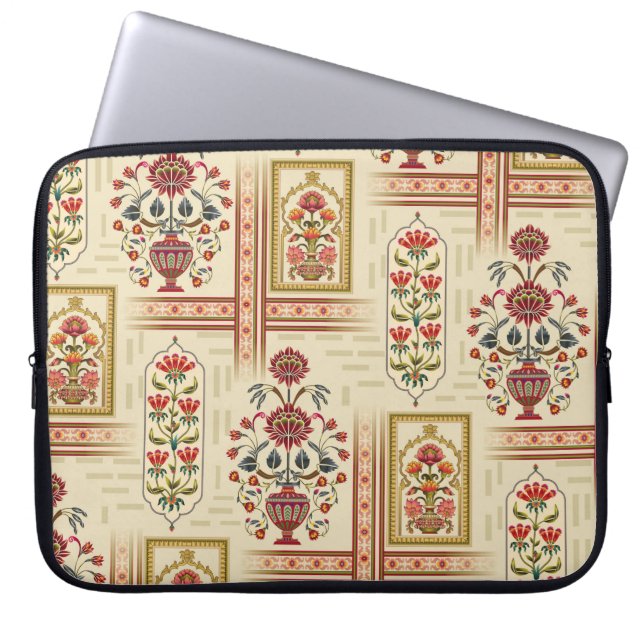 Nahtloses schönes Mughal-Blume-Motiv mit Pattern Laptopschutzhülle (Vorderseite)