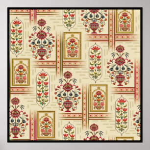 Nahtloses schönes Mughal-Blume-Motiv mit Pattern Poster
