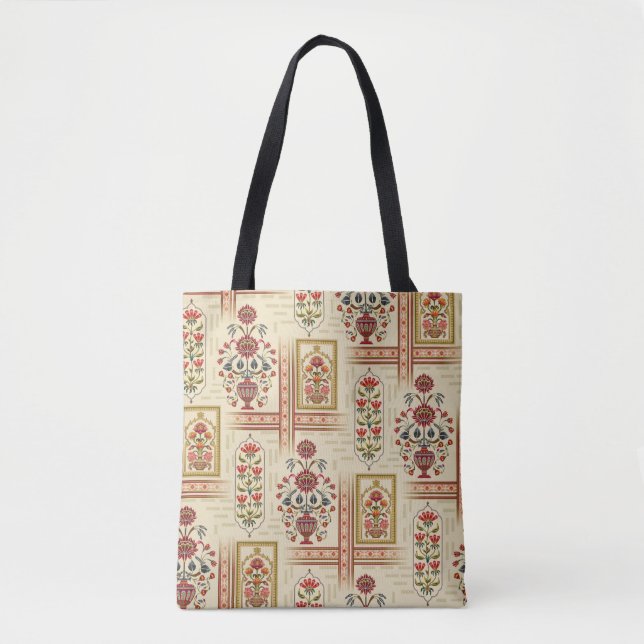 Nahtloses schönes Mughal-Blume-Motiv mit Pattern Tasche (Vorderseite)