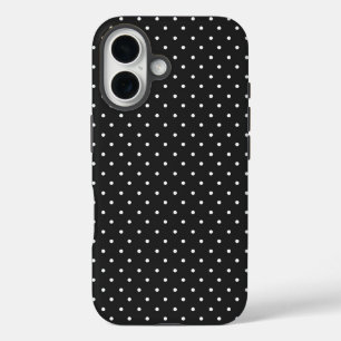 Nahtloses schwarz-weißes Tupfenmuster iPhone 16 Hülle