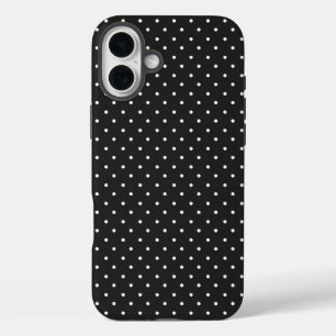 Nahtloses schwarz-weißes Tupfenmuster  iPhone 16 Plus Hülle