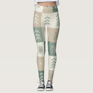 Nahtloses skandinavisches Weihnachtsbaum-Muster Leggings