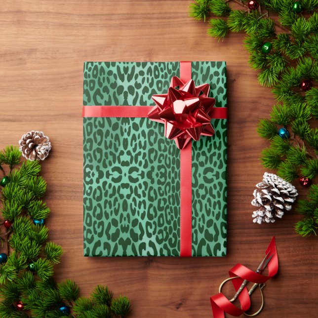 Nahtloses symmetrisches Leopard-Tiermuster Geschenkpapier (Feiertagsgeschenk)