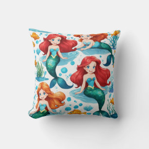 Nahtloses "The Little Mermaid"-Design auf weißem R Kissen