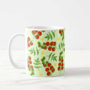 Nahtloses Tomatenmuster. Pflanzendruck. Vintag  Kaffeetasse